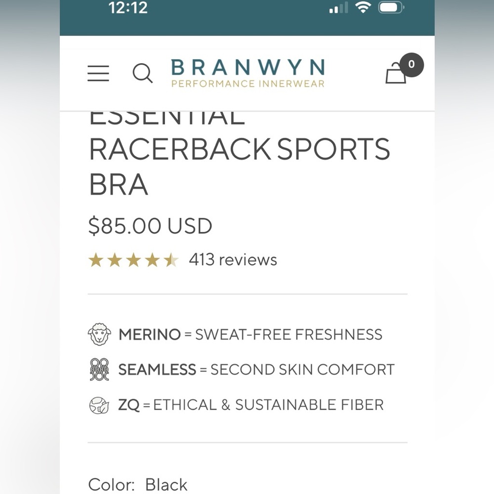 BRANWYN Merino Wool Racerback Sports Bra - Picture 5 of 5